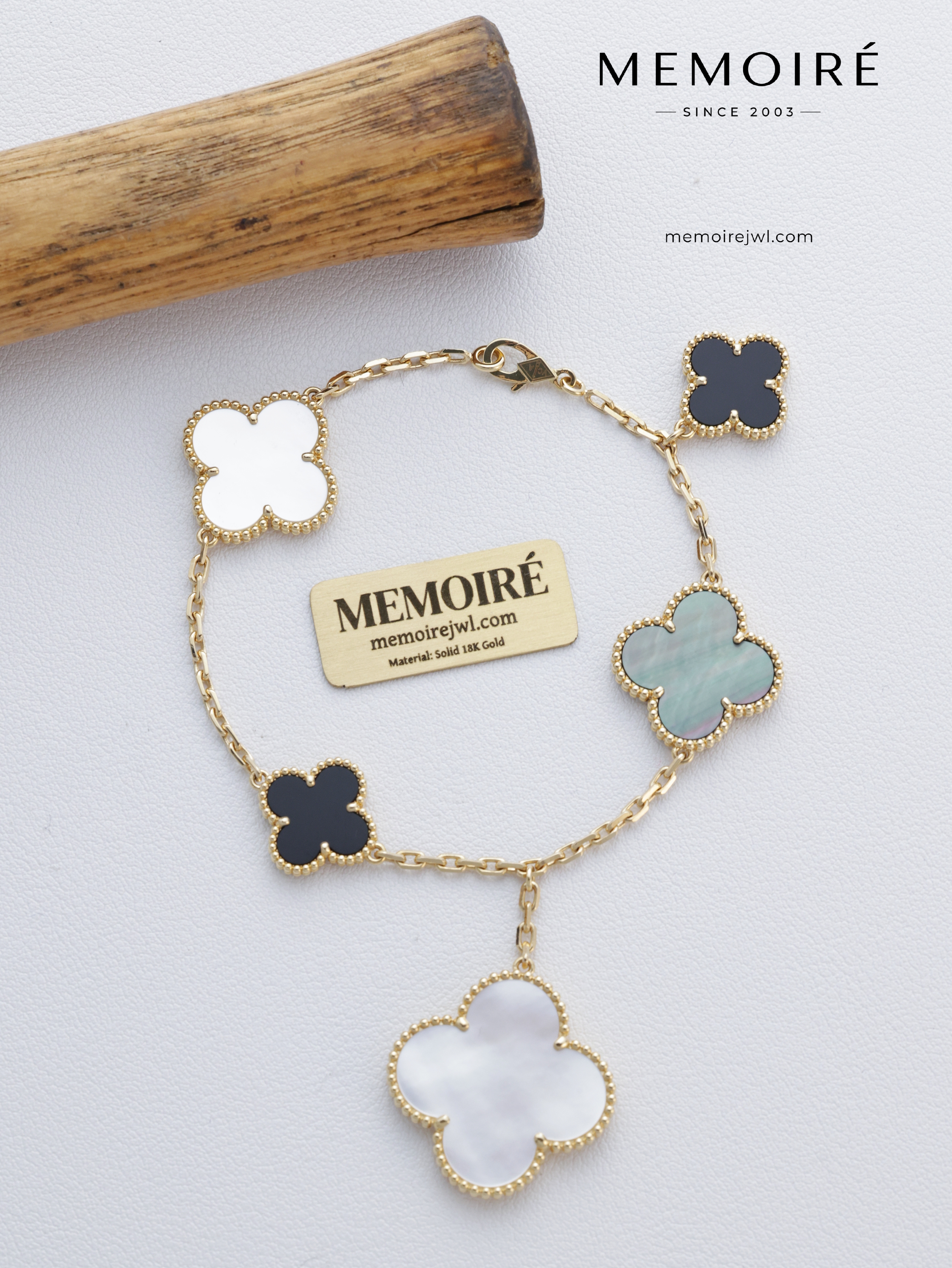 MEMOIRÉ 18K Yellow Gold Irregular Five Flowers Bracelet